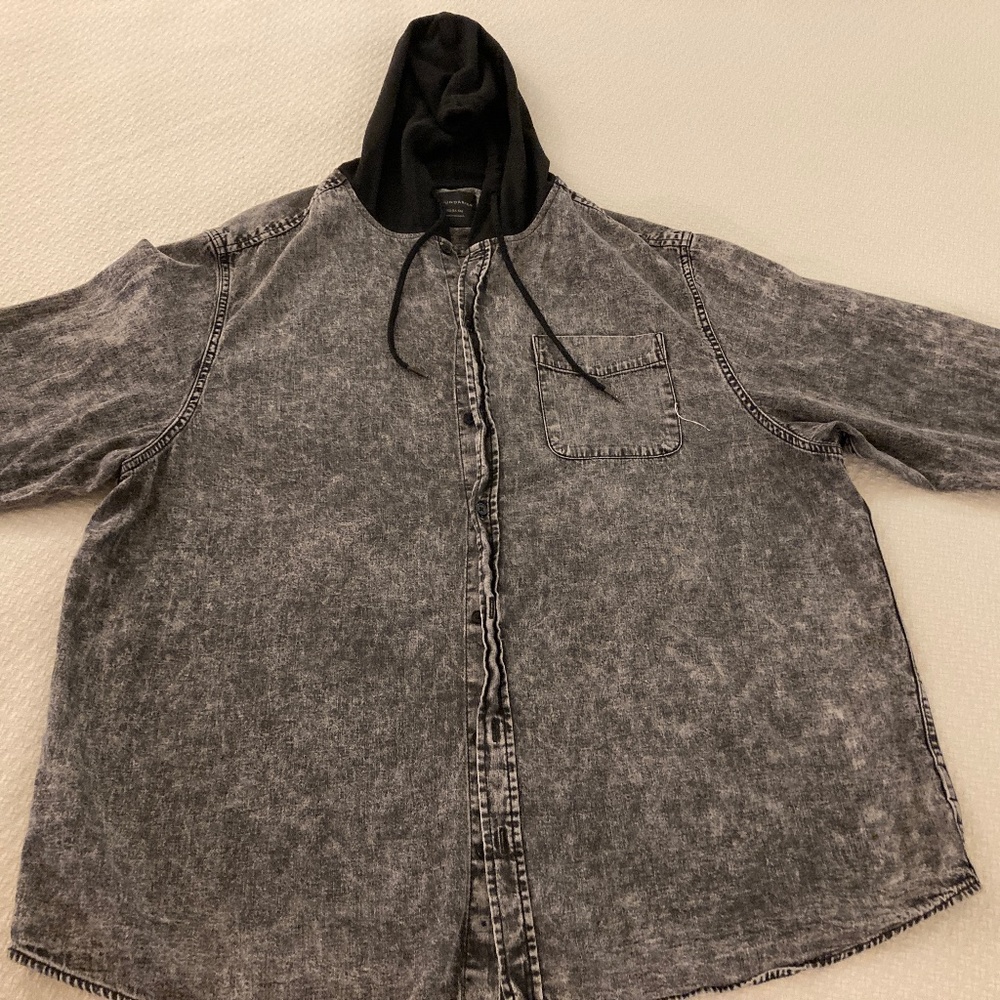 “No Boundaries” Black Cotton Denim 3XL Hoodie Top